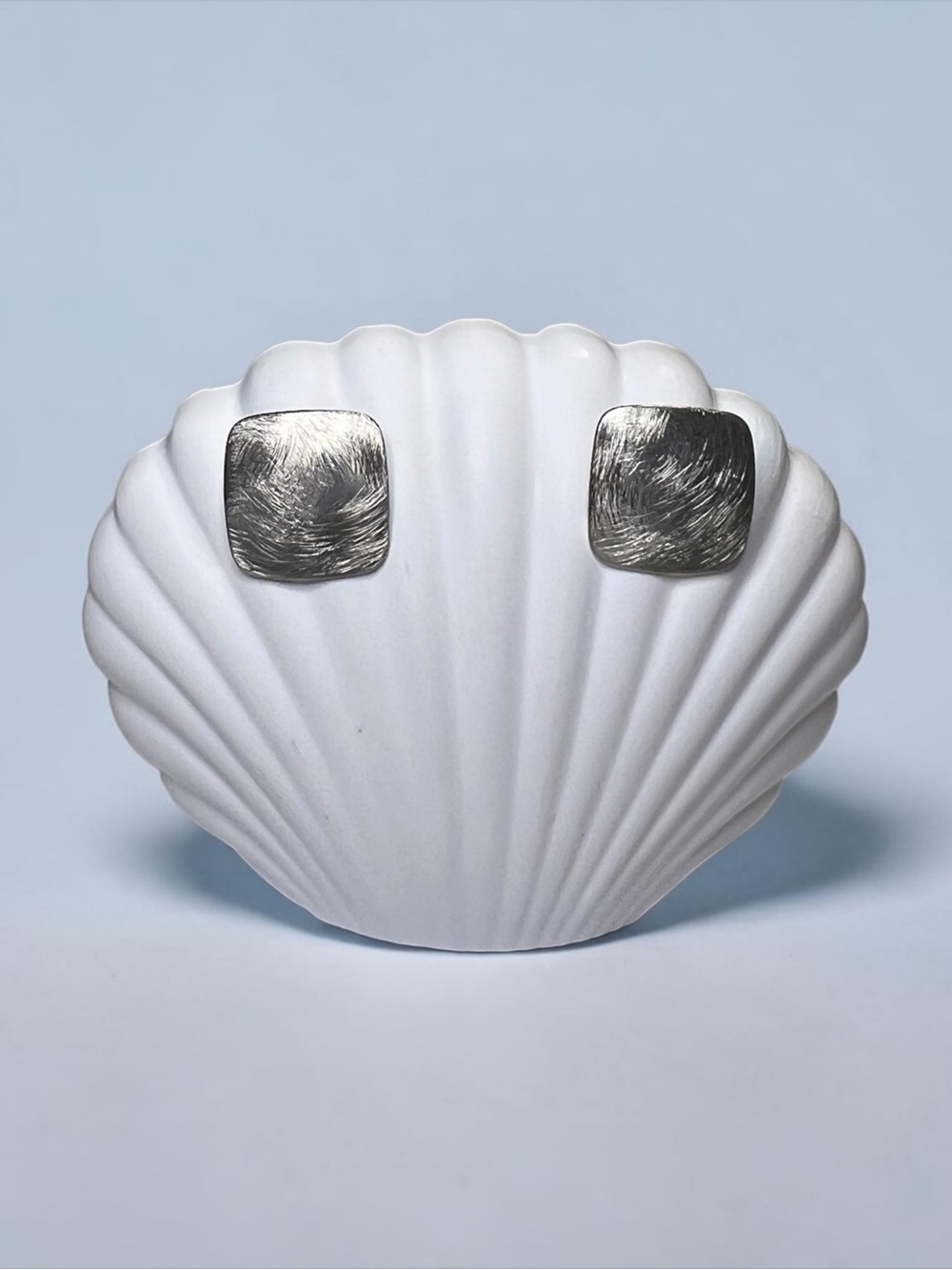 Silver Plated Brushed Square Stud Earrings